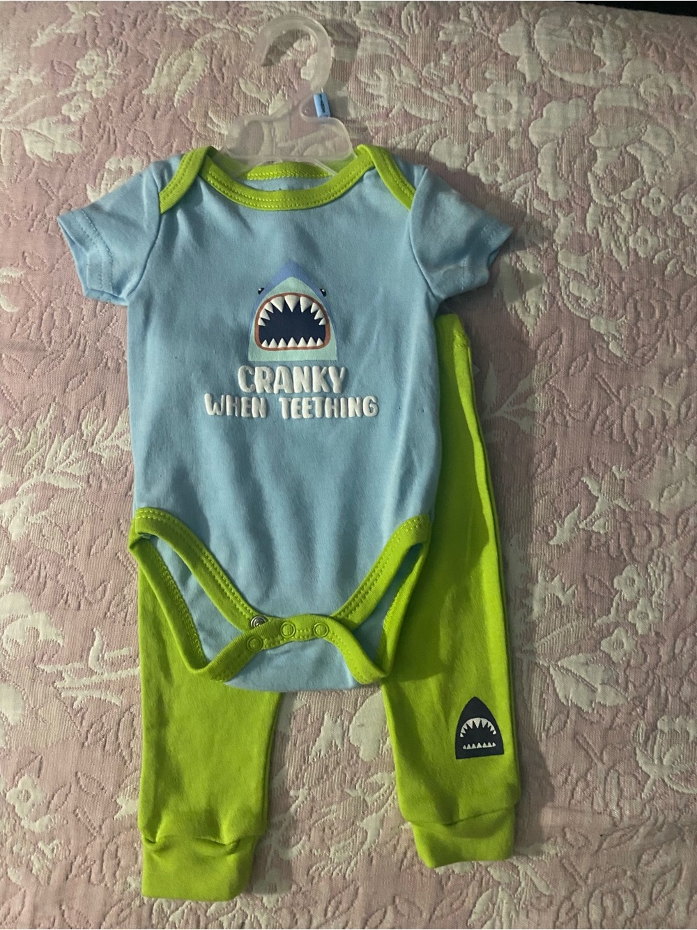 Kidgets Blue & Lime Shark Teething One-Piece Set